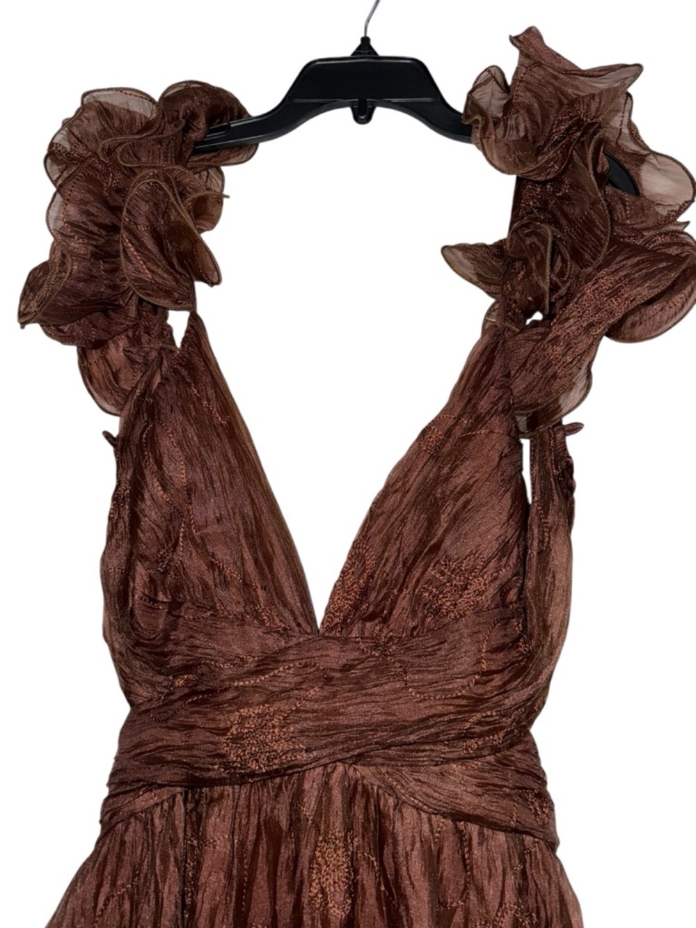 Petal & Pup Harmony Maxi Brown Dress Floral Embroidered Lace Back Size Medium - Picture 5 of 10